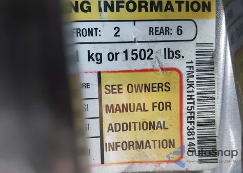 2015 Ford Expedition El Xlt из США, поврежденный, VIN 1FMJK1HT5FEF38140